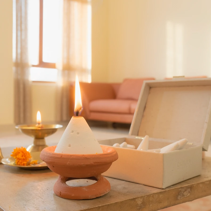 Madhuma Kapoor Jyoti – 30-Minute Camphor/Kapoor Cones for Puja & Aarti | 30 Cones — image 5
